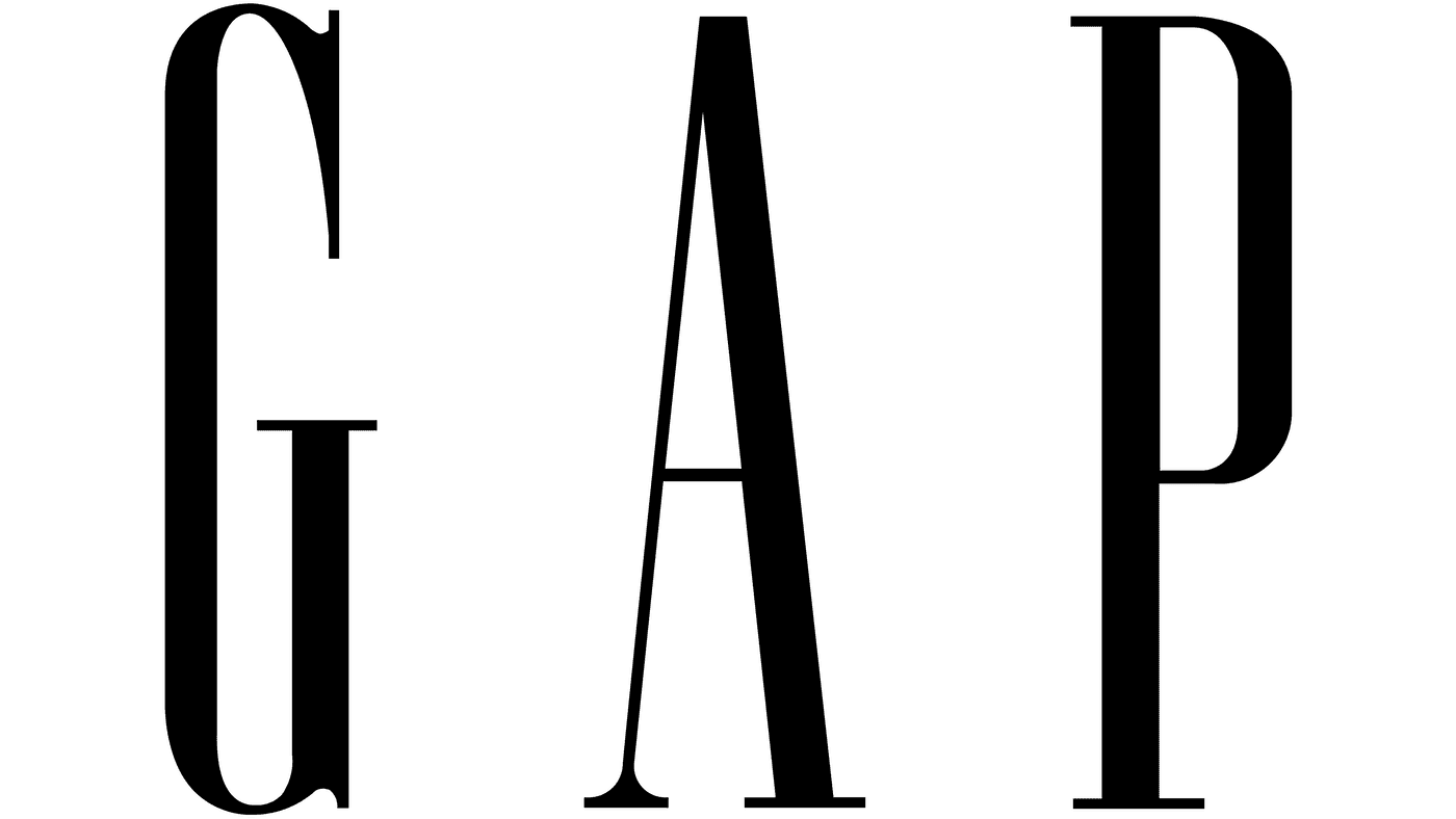 GAP logo in black uppercase serif letters on a white background.