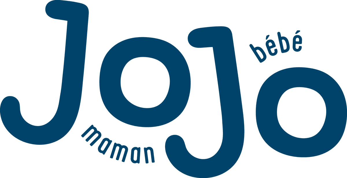 JoJo Maman Bébé logo with playful, rounded navy blue lettering and the words "maman" and "bébé" in smaller text above and below the main "JoJo" text.